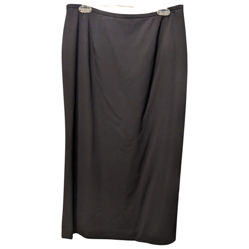 Talbots Black Wool Pencil Skirt 14P Petite Stretch Slit Lined Career Office USA
